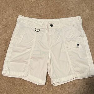 White Cargo Shorts with Relaxed Fit and Belt Loops